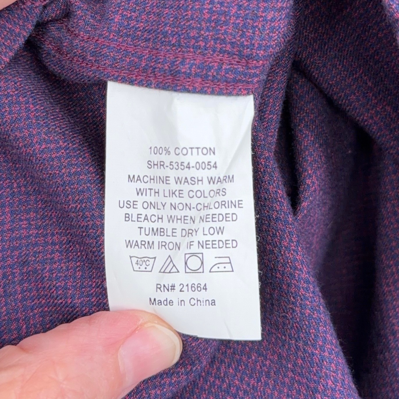 Tie Bar Trim Fit Men L 100% Cotton Purple Heathered Button Down Shirt — image 4 of 7